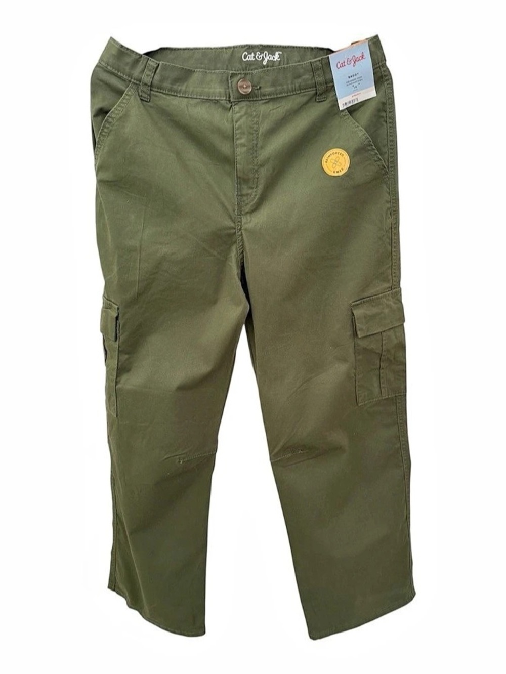 Cat & Jack BAGGY Reinforced Knee Cargo Pants Boy Size 16 Olive Cargo Pants NWT